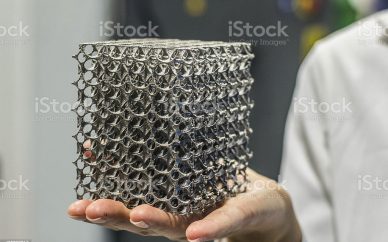 Photo of 3d printed pieces in an Advanced Manufacture Laboratory.