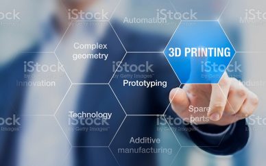 Concept about 3D printing which is an innovative additive manufacturing technology for rapid prototyping and producing complex geometry or spare parts
